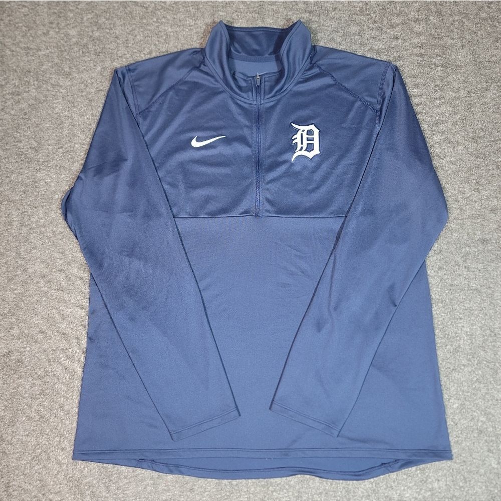 Nike Detroit Tigers Dri Fit Quarter Zip Pullover XL Navy MLB Performance Jacket.